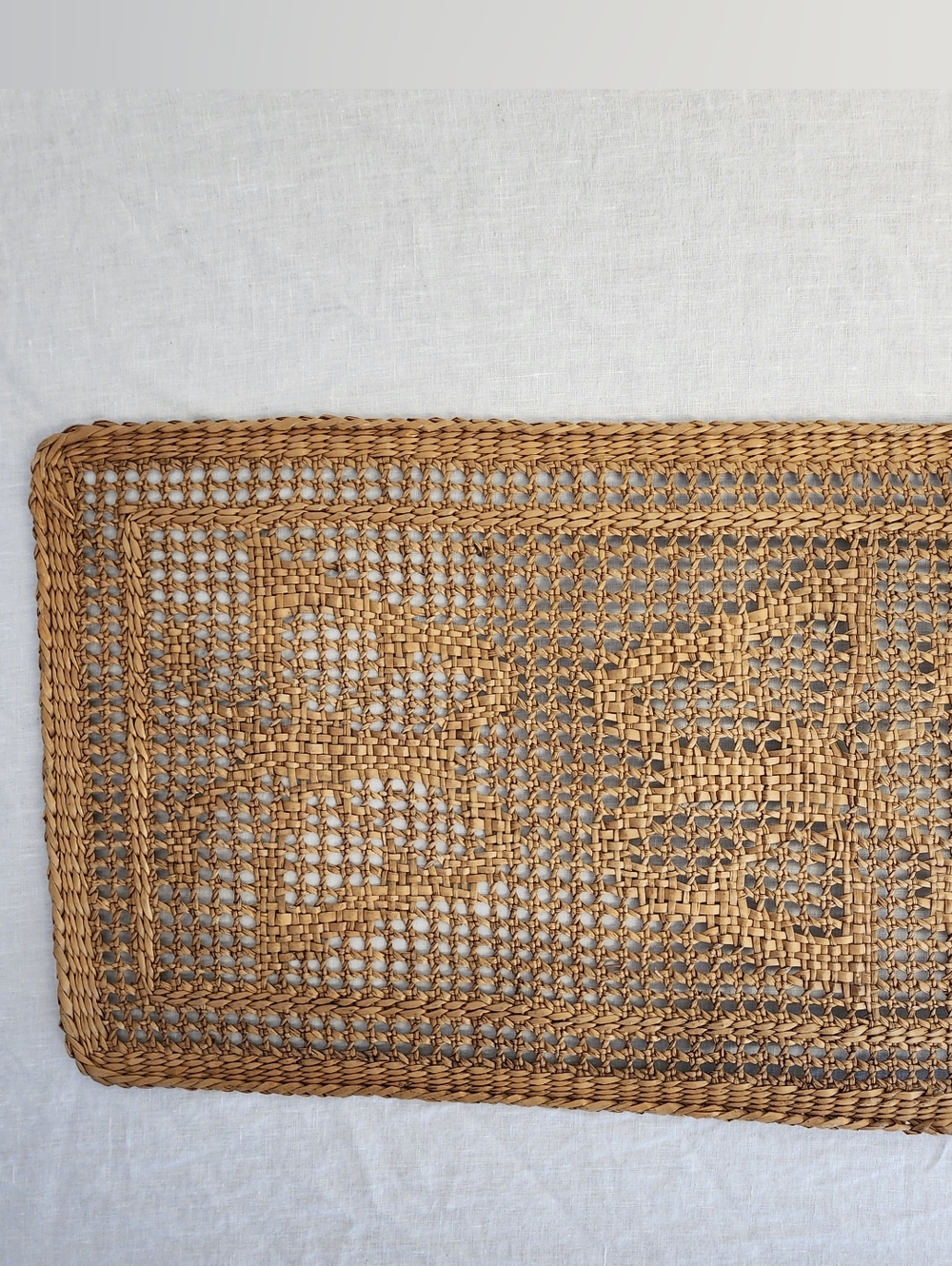 Vintage Boho Placemat Woven Rattan with Butterflies Natural Tan